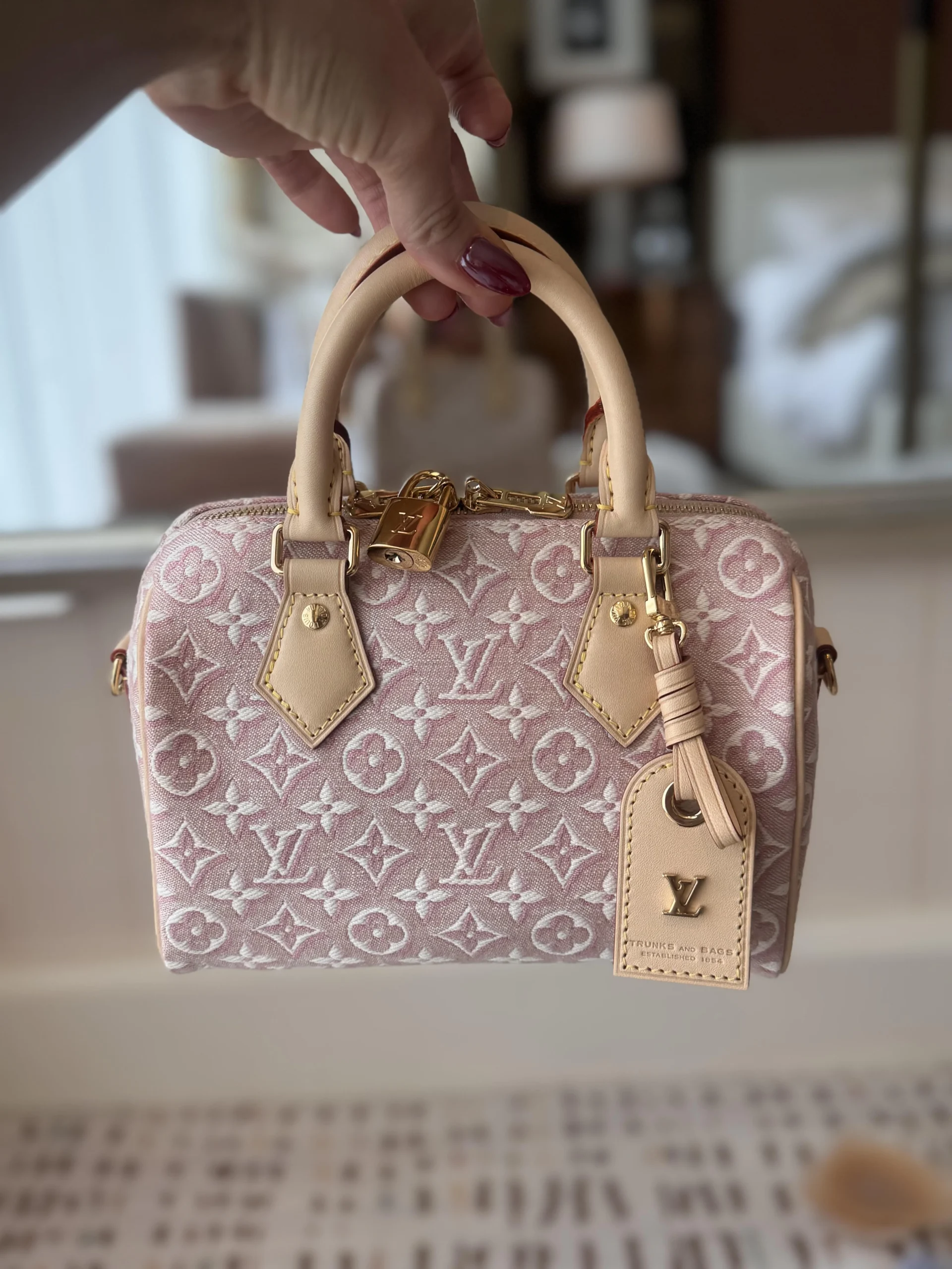 Louis Vuitton Speedy Bandoulière Monogram Emblème Rose Ruban Color 20.5cm M2A377