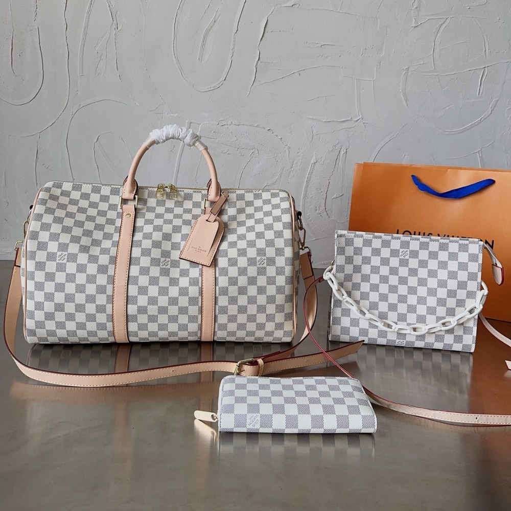 Louis Vuitton Keepall Bandoulière Travel Bag Beige 45Cm N41429