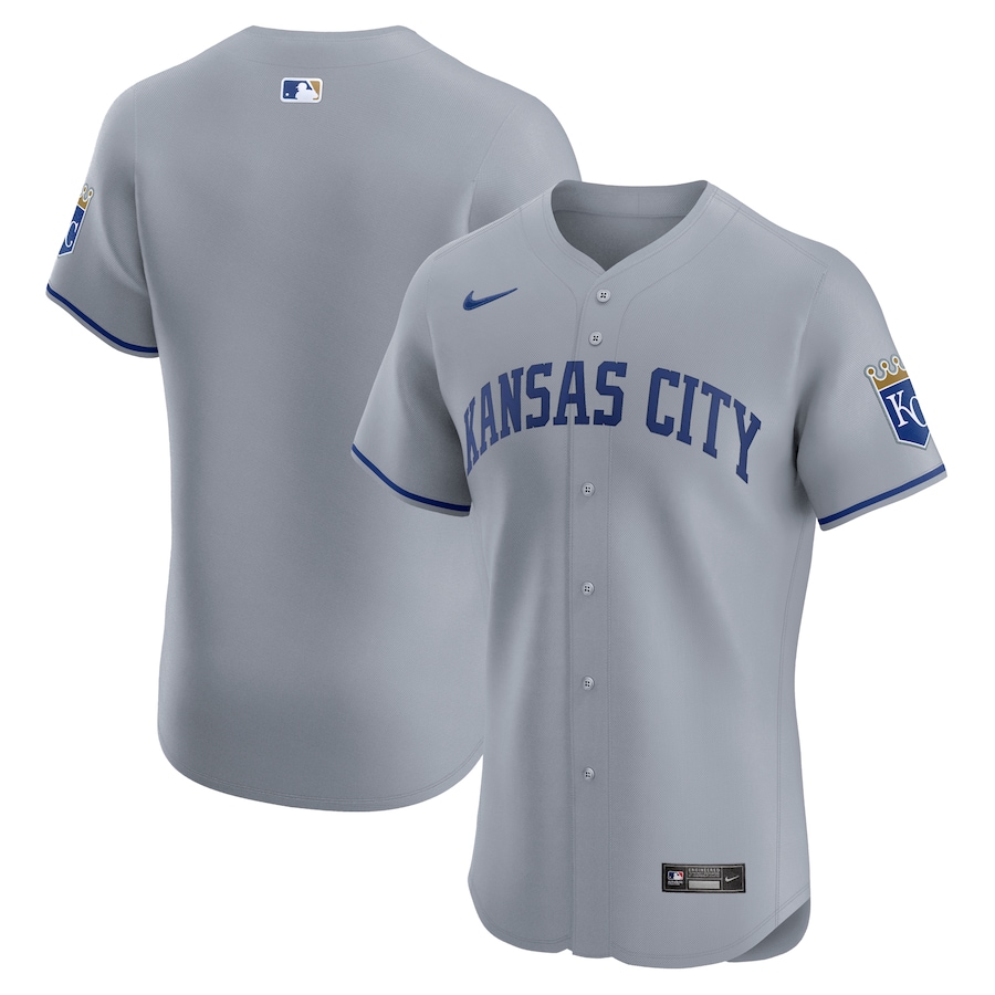 Kansas City Royals Road Vapor Premier Elite Patch Jersey Gray