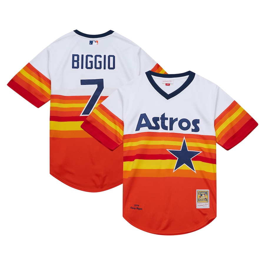 Craig Biggio Houston Astros Mitchell&Ness 2004 Cooperstown Collection Throwback Jersey White