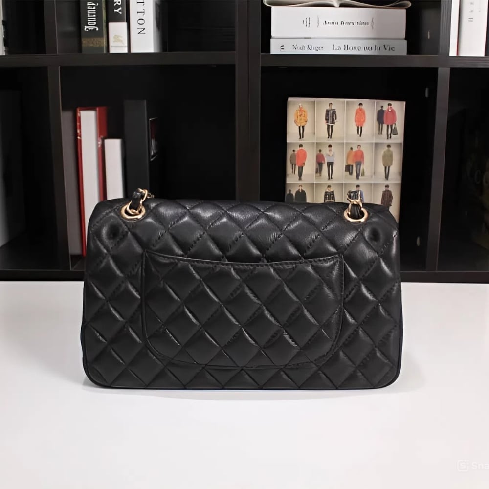 Chanel Classic Flap Black Gold Hardware 25Cm