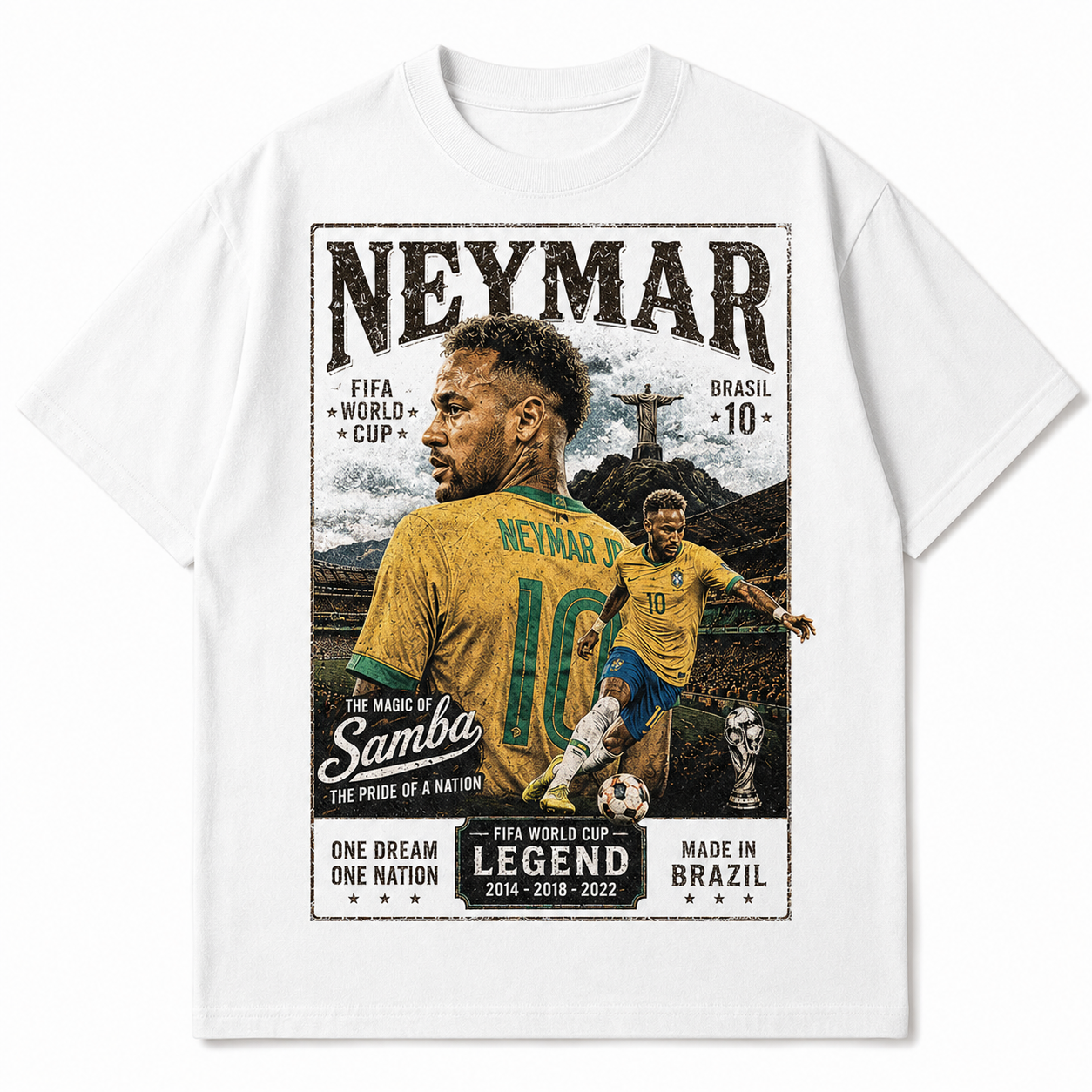 Neymar World Cup Printed T-Shirt  Unisex Loose Fit T-Shirt 100% Cotton Soft Comfortable Summer Casual Printed Top