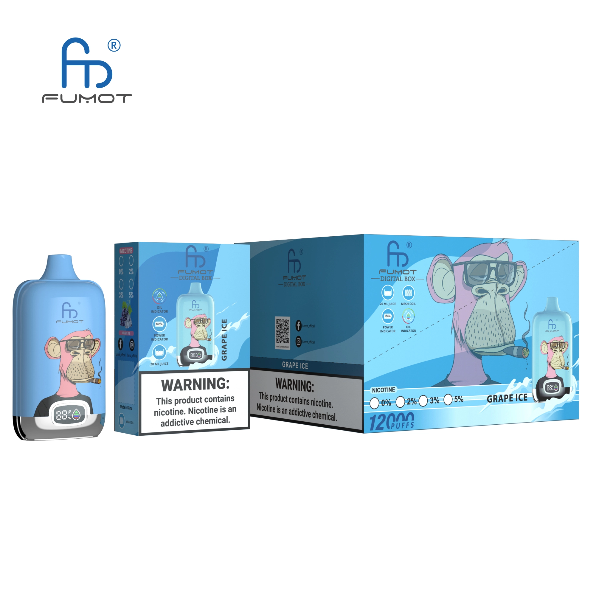 （3 pieces）RandM Digital Box 12000 Puffs Disposable Vape