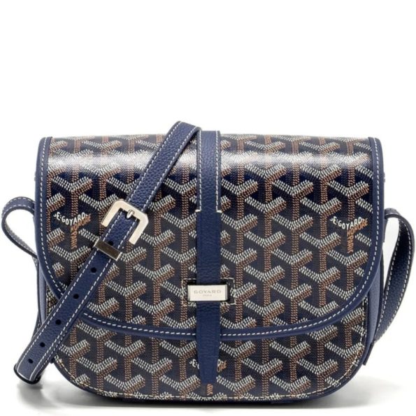 GOYARD GOYARDINE BELVEDERE PM MESSENGER BAG NAVY 21CM