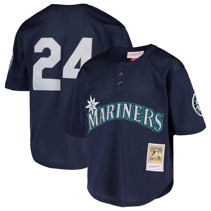 Ken Griffey Jr. Seattle Mariners Mitchell&Ness Youth Cooperstown Collection Mesh Batting Practice Jersey Navy