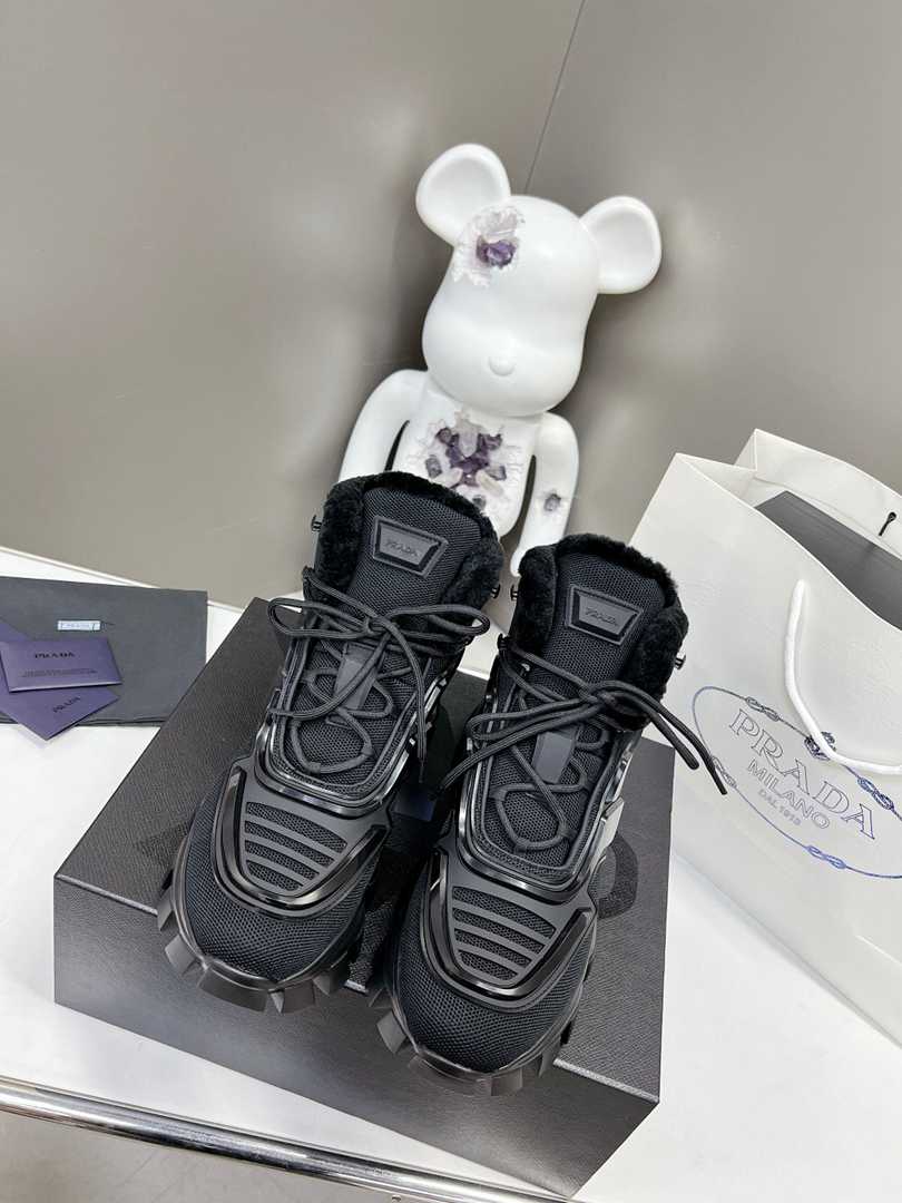 Prada Cloudbust Thunder High Top Sneakers Black
