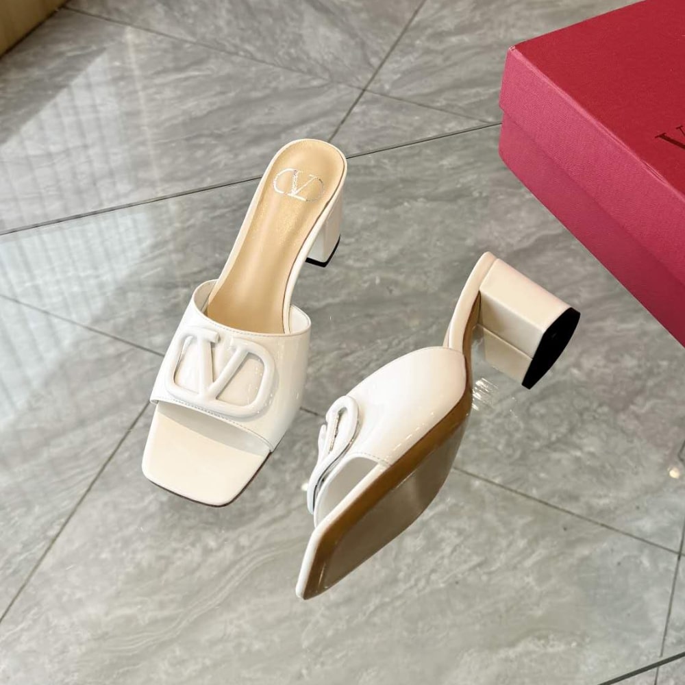 Valentino VLogo Signature White Slide Sandals