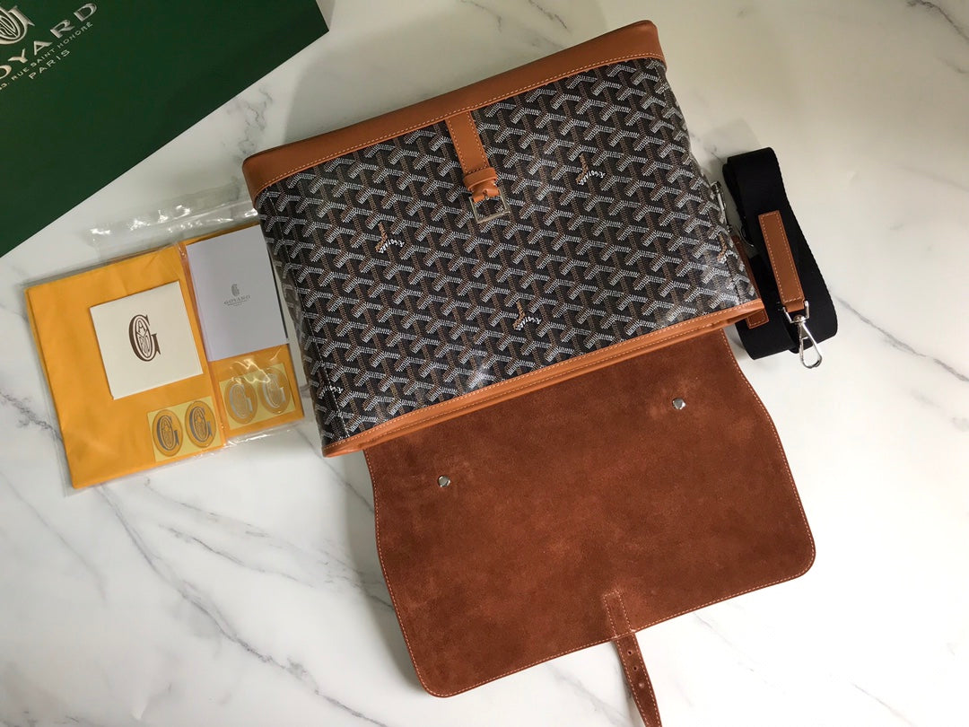 Goyard Citadin Bag 38Cm Black And Tan Canvas