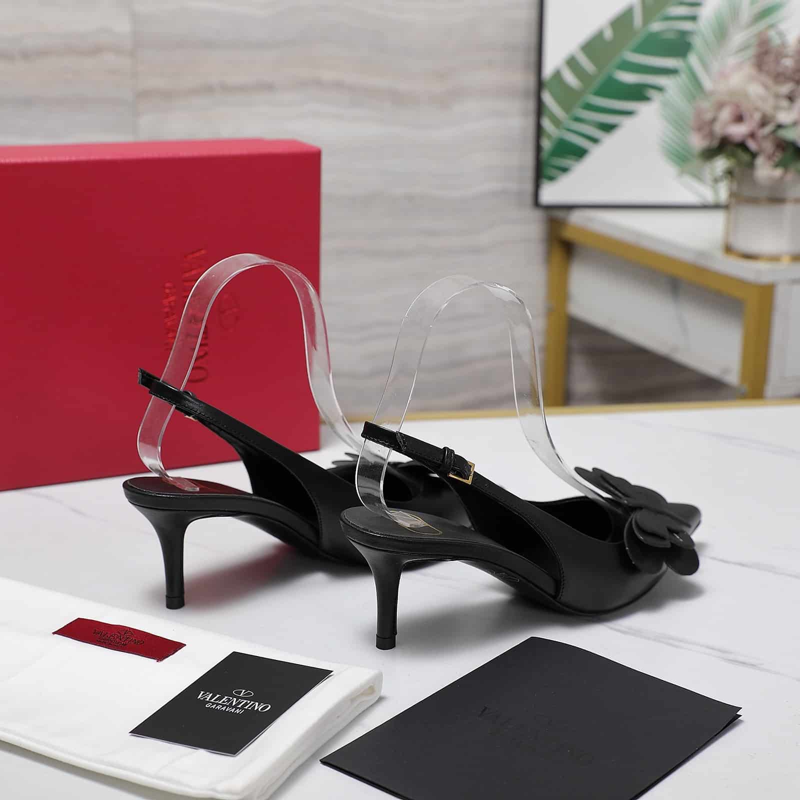 Valentino Garavani Papier Phalène Slingback Pumps Black