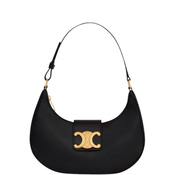 CELINE AVA TRIOMPHE SOFT BAG IN SMOOTH CALFSKIN BLACK