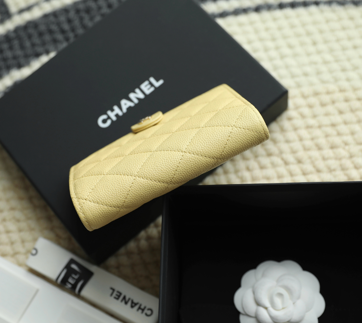 CHANEL Pebbled Calfskin Passport Holder