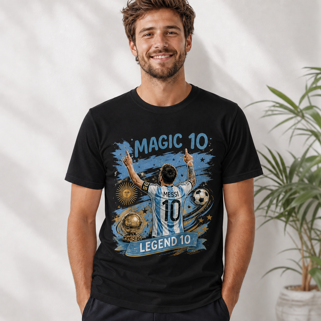 Messi World Cup Printed T-Shirt Unisex Loose Fit T-Shirt 100% Cotton Soft Comfortable Summer Casual Printed Top