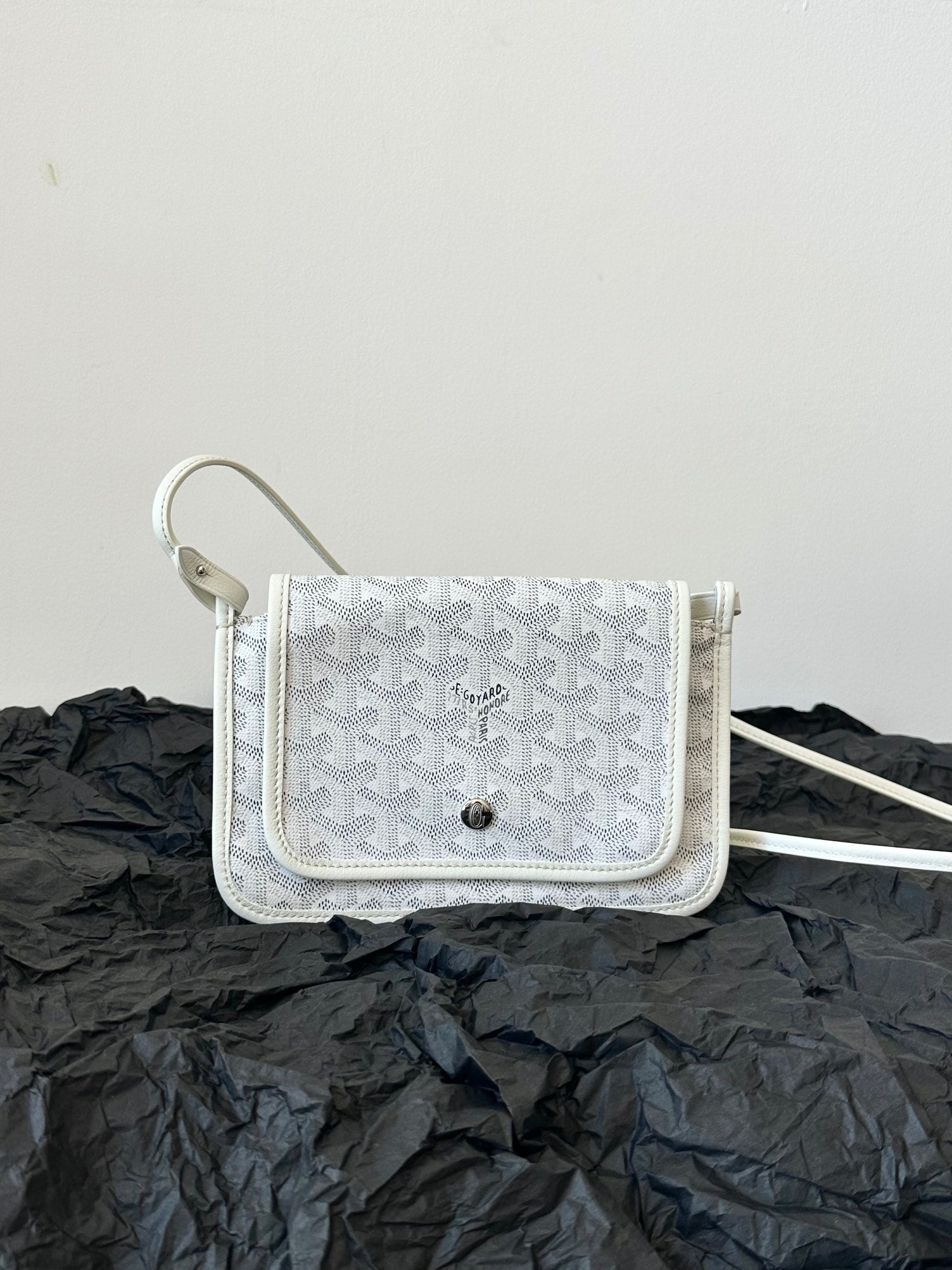 Goyard Plumet Pocket Wallet 20 Cm White Goyardine Canvas And Lambskin Trim