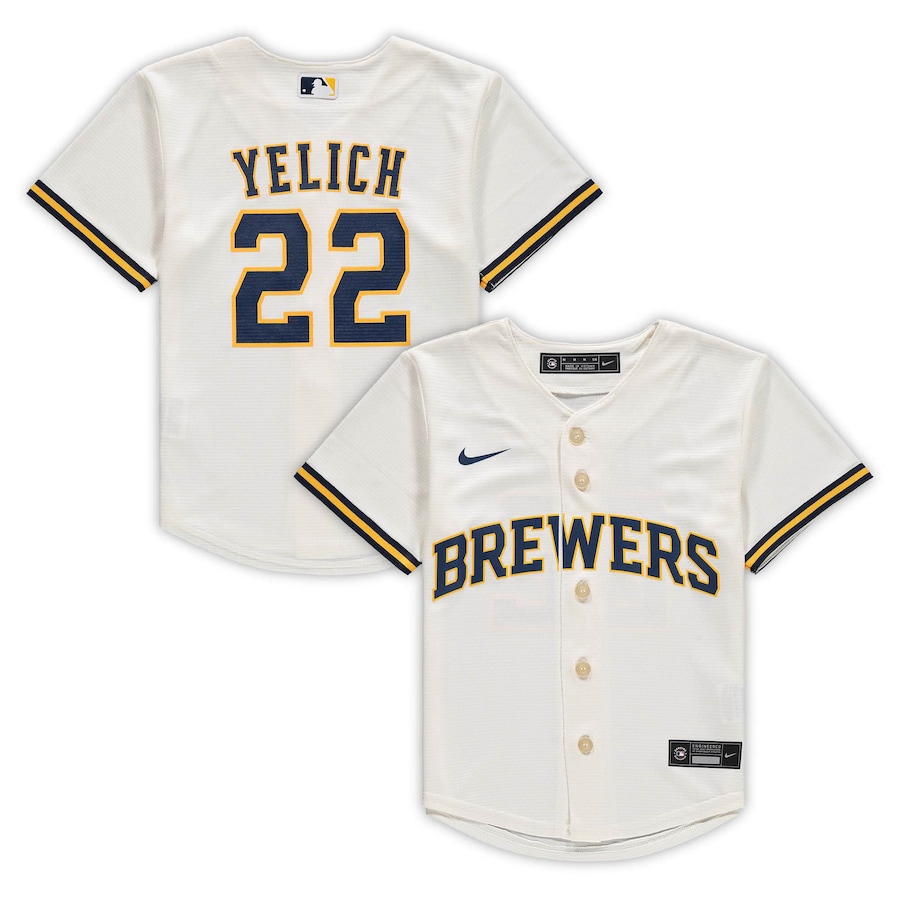 Christian Yelich Milwaukee Brewers Preschool Home Player Jersey Cream