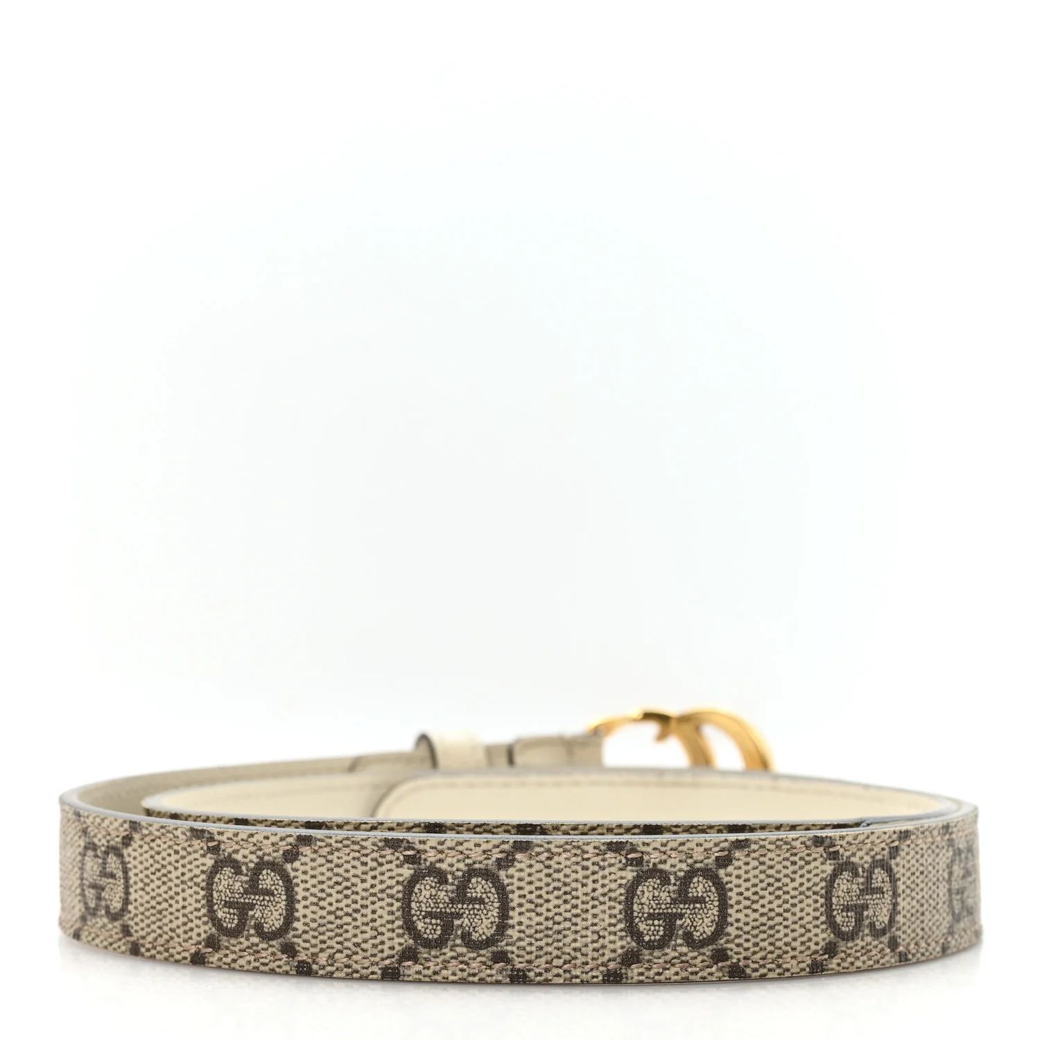 GG Supreme Monogram Matte Plutone Calfskin Double G 20mm Belt 75 30 Beige White New Acero