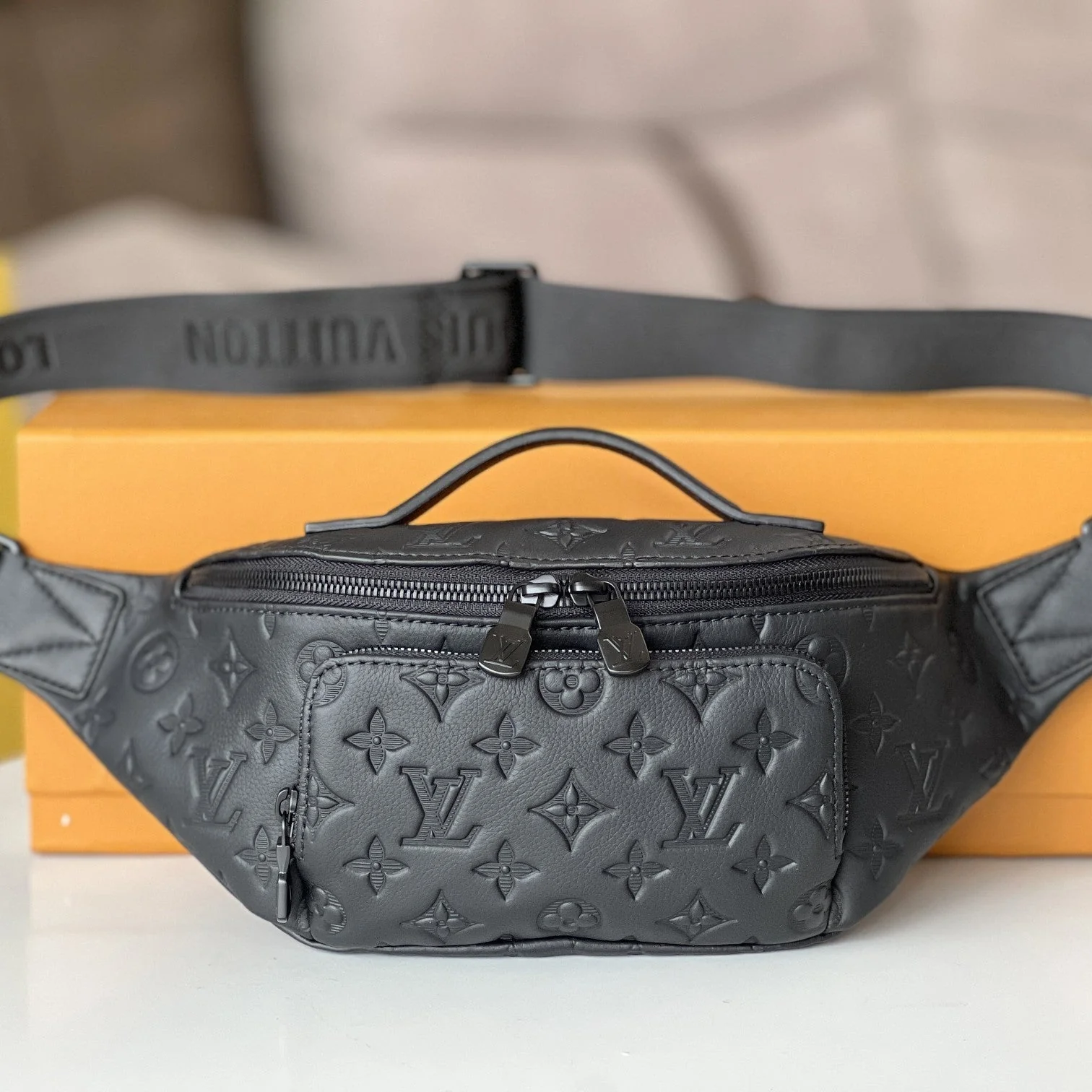 LV Rush Bumbag Black Monogram Shadow calfskin