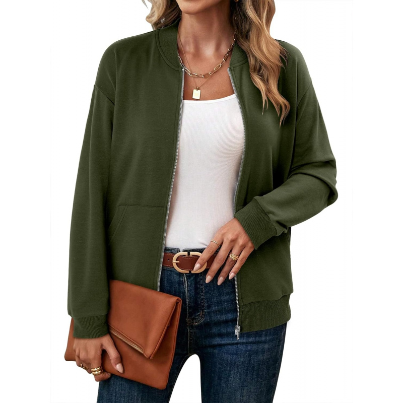 Women's Zip Up Jacket Casual Long Sleeve