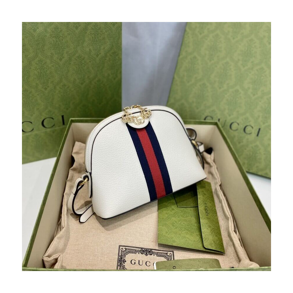 Gucci Ophidia Small Shoulder Bag in White Leather