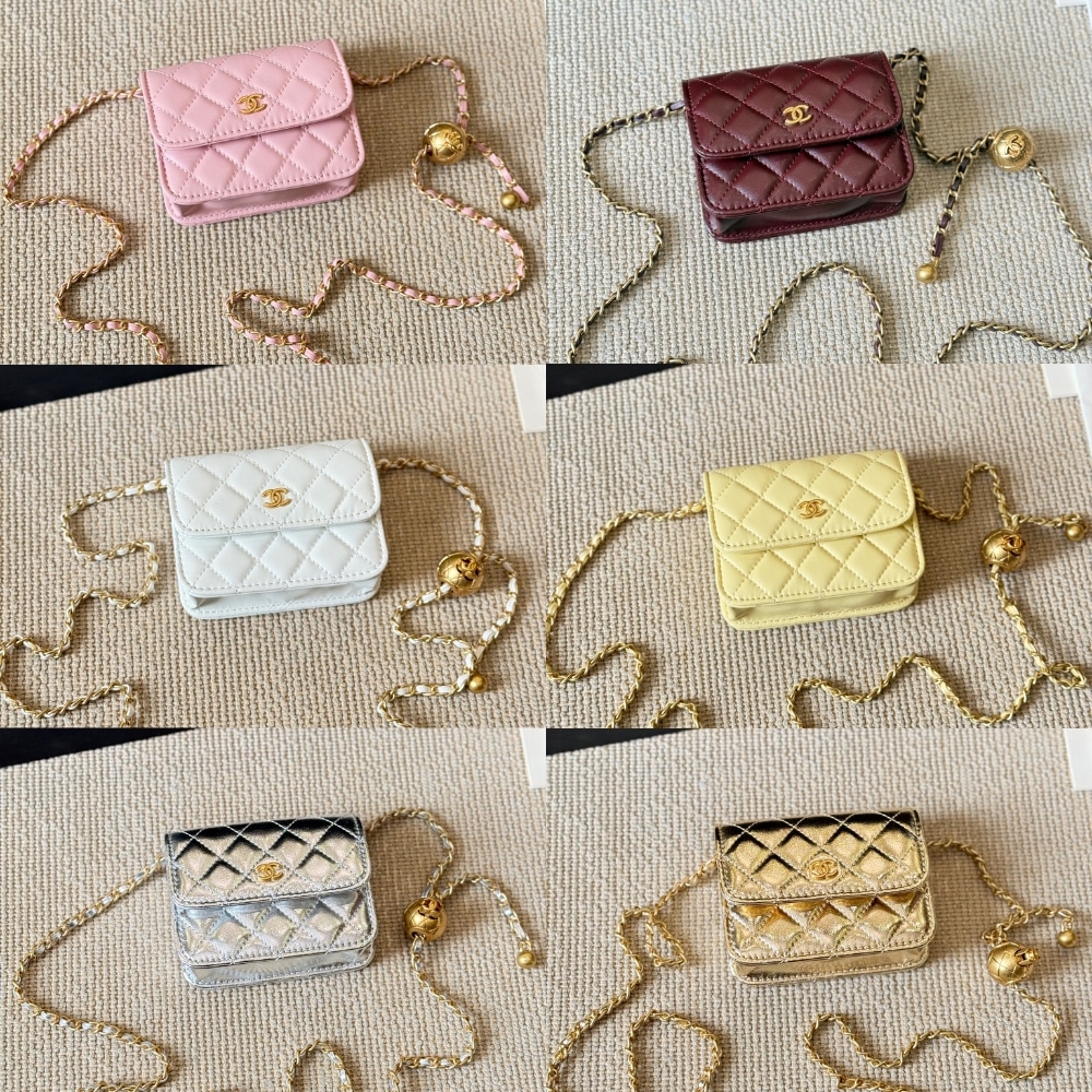 Chanel Clutch With Chain Pearl Crush Gold Black 15Cm Ap1628 B02916 94305