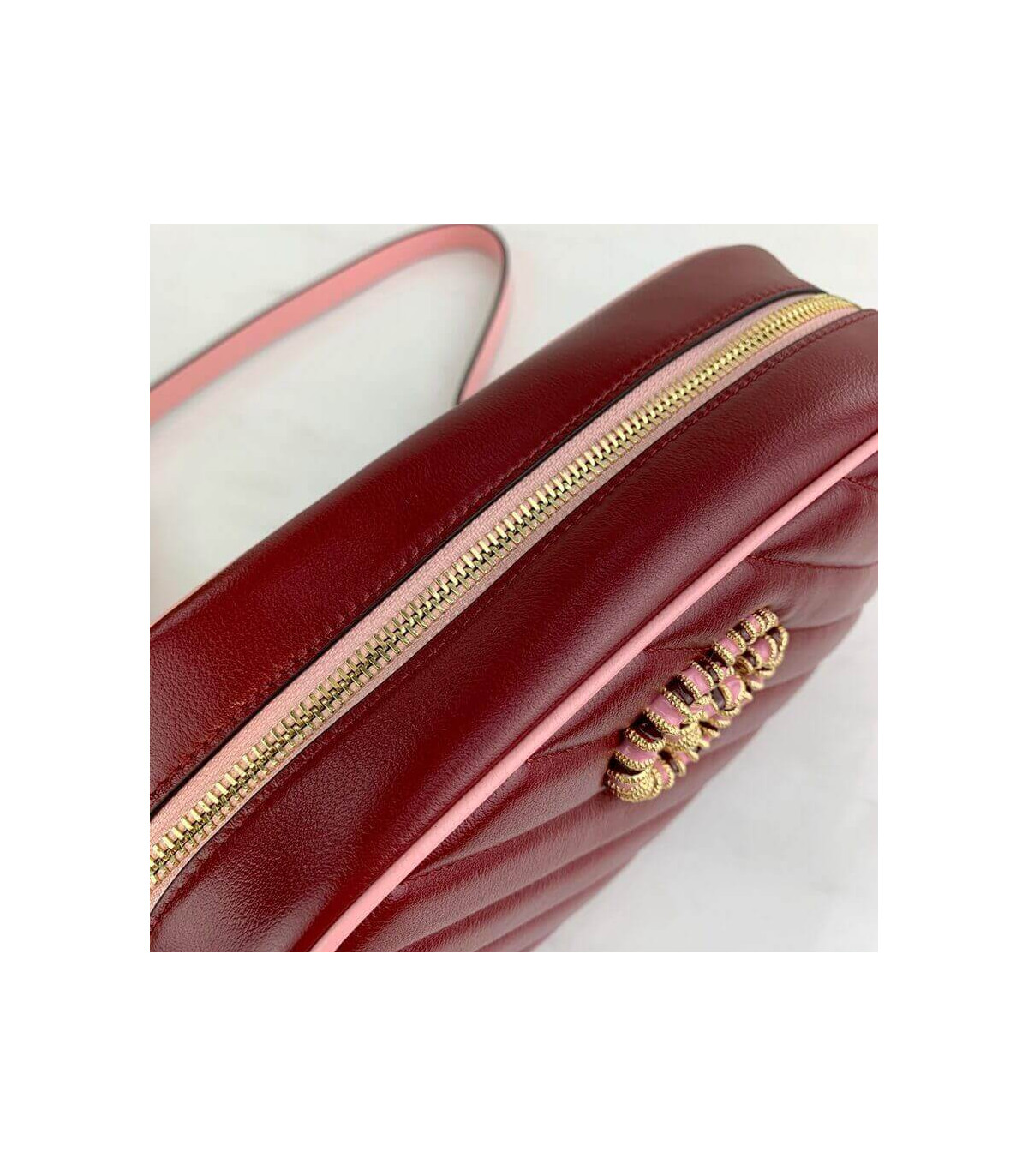 Gucci GG Marmont Small Shoulder Bag Red and Emerald Leather