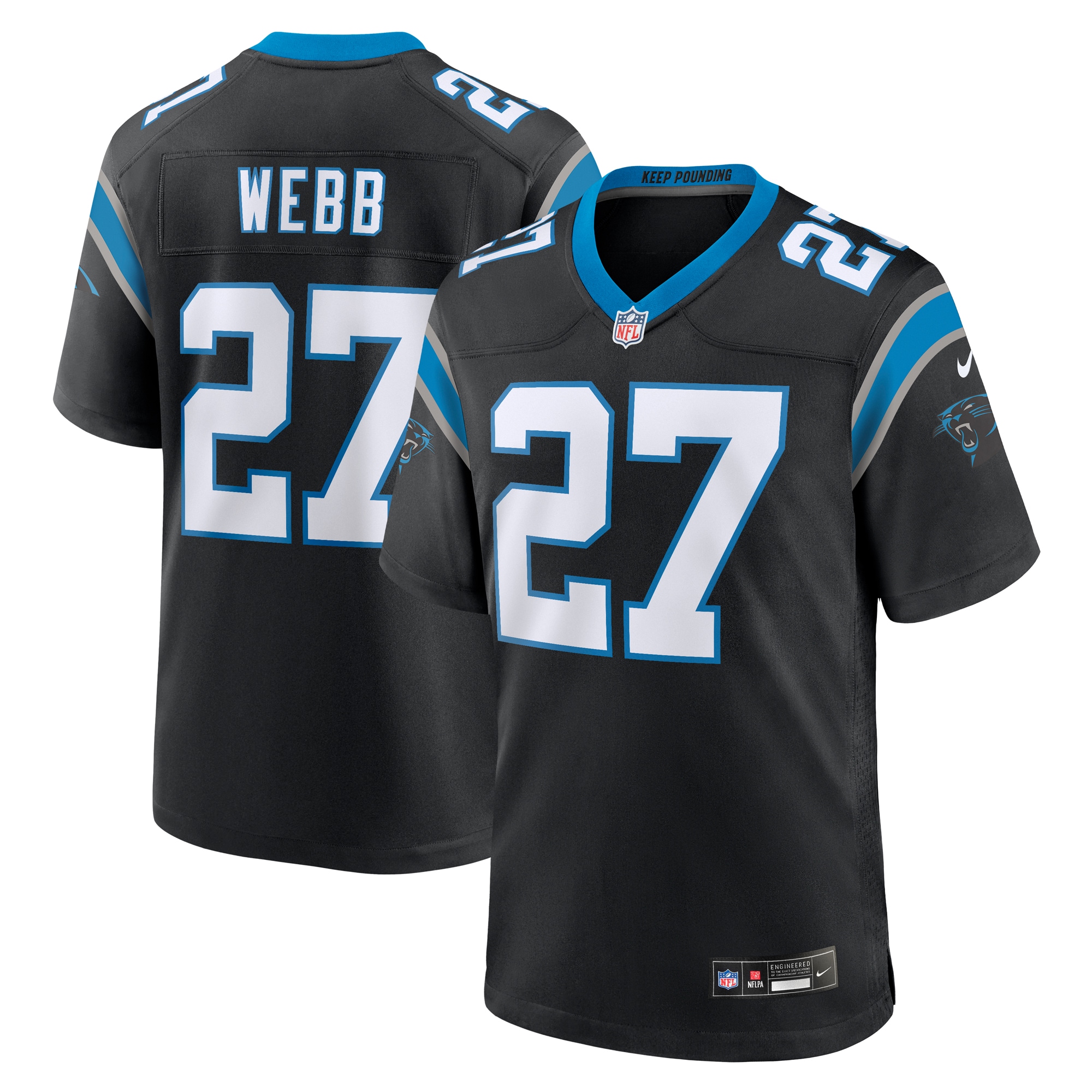 Sam Webb Carolina Panthers Nike Team Game Jersey -  Black