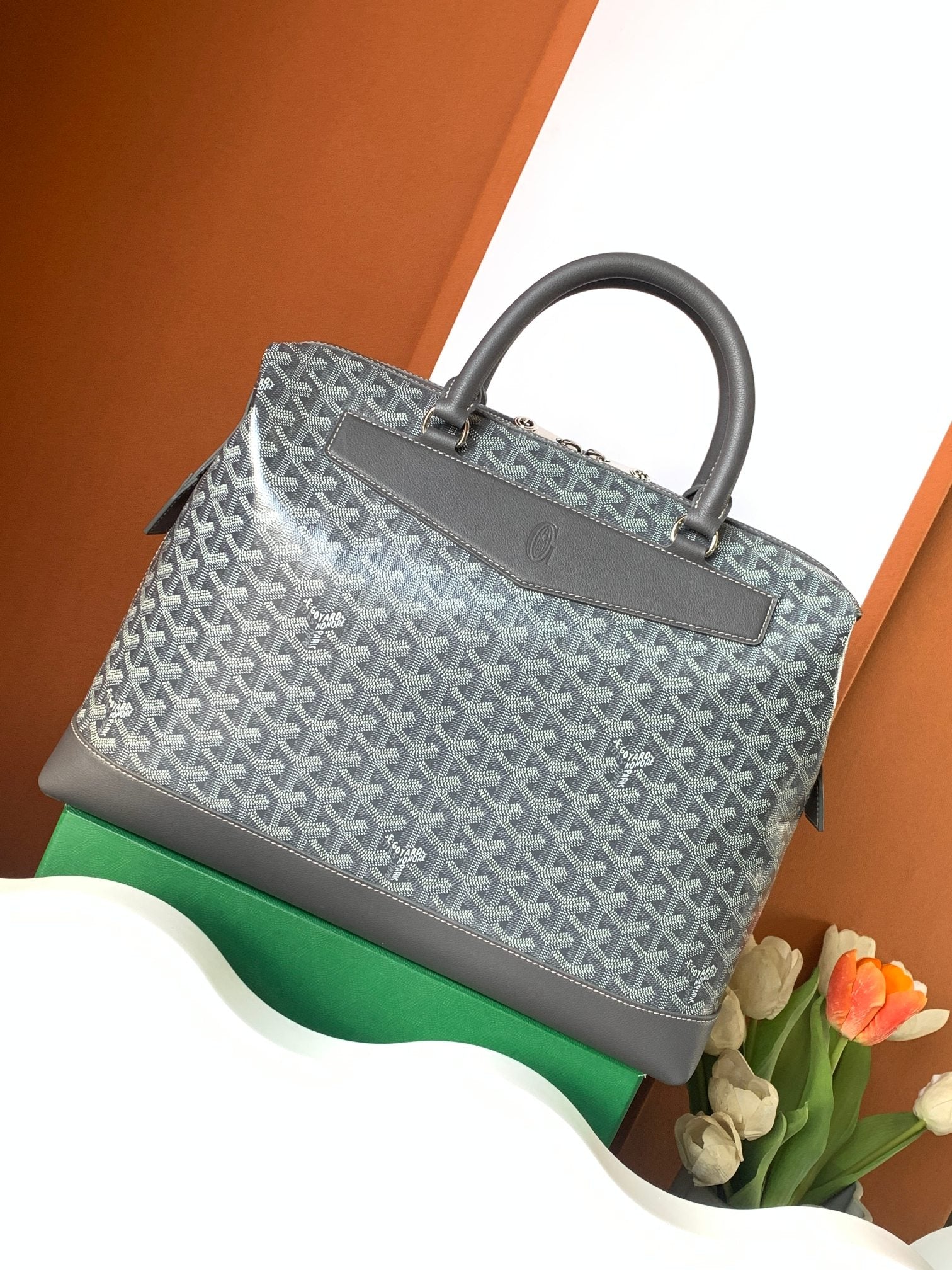 Goyard Cisalpin Document Case 39cm Gray Goyardine Canvas And Calfskin