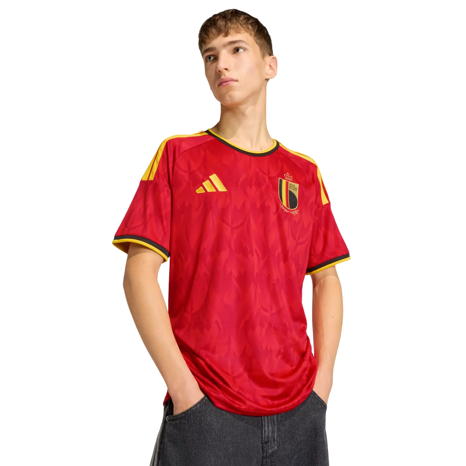 adidas Men's Belgium Kevin De Bruyne Home Jersey 2026 (Red/Bold Gold)
