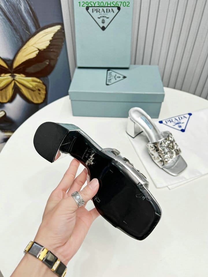 Prada Studded Metallic Leather Mules Silver