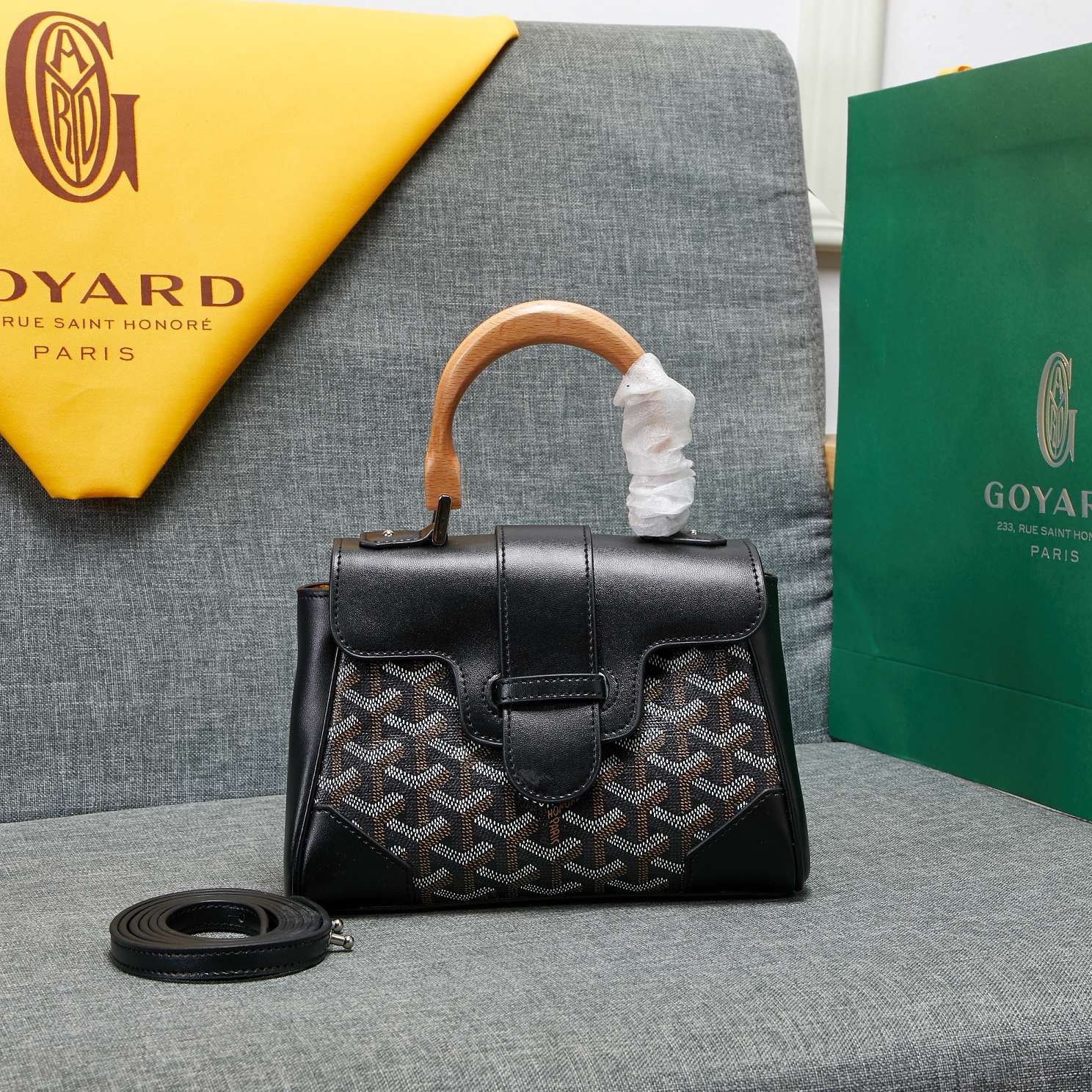 Goyard Saigon Souple Mini Bag Black Canvas 20cm