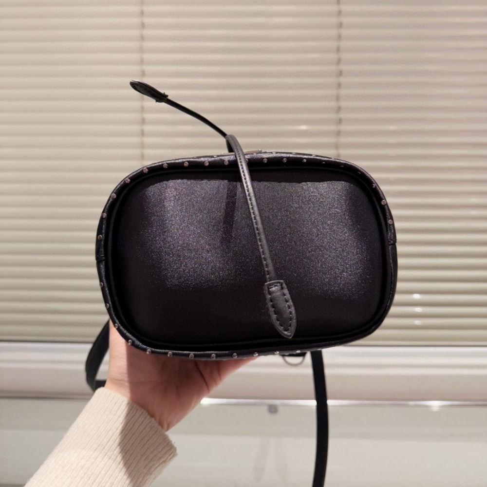 Prada Re Nylon Mini Bag With Studs Black 22Cm