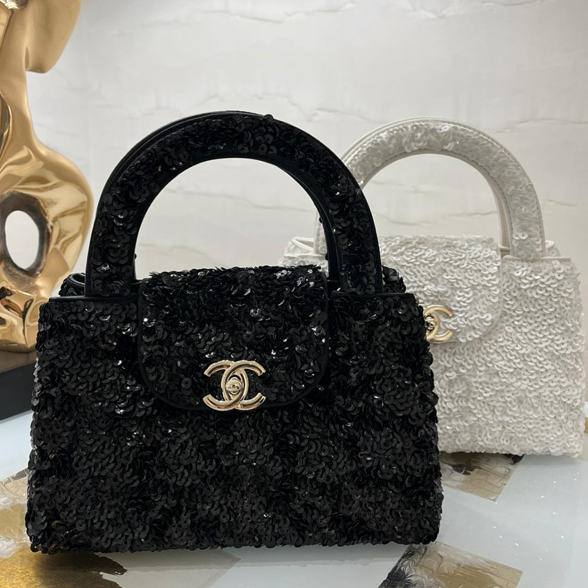 Chanel Mini Sequin Handbag Black 19cm/7.5in