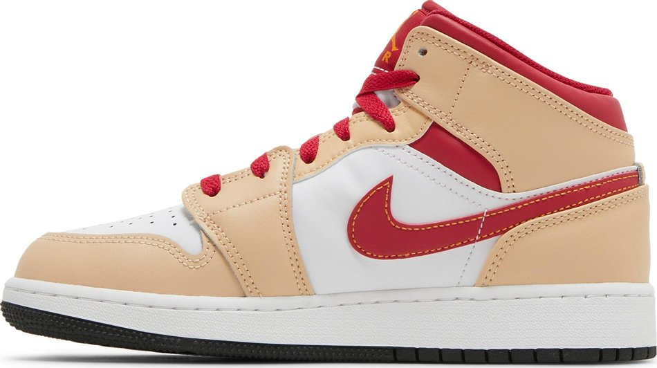 Air Jordan 1 Mid GS Light Curry Cardinal Red 554725-201