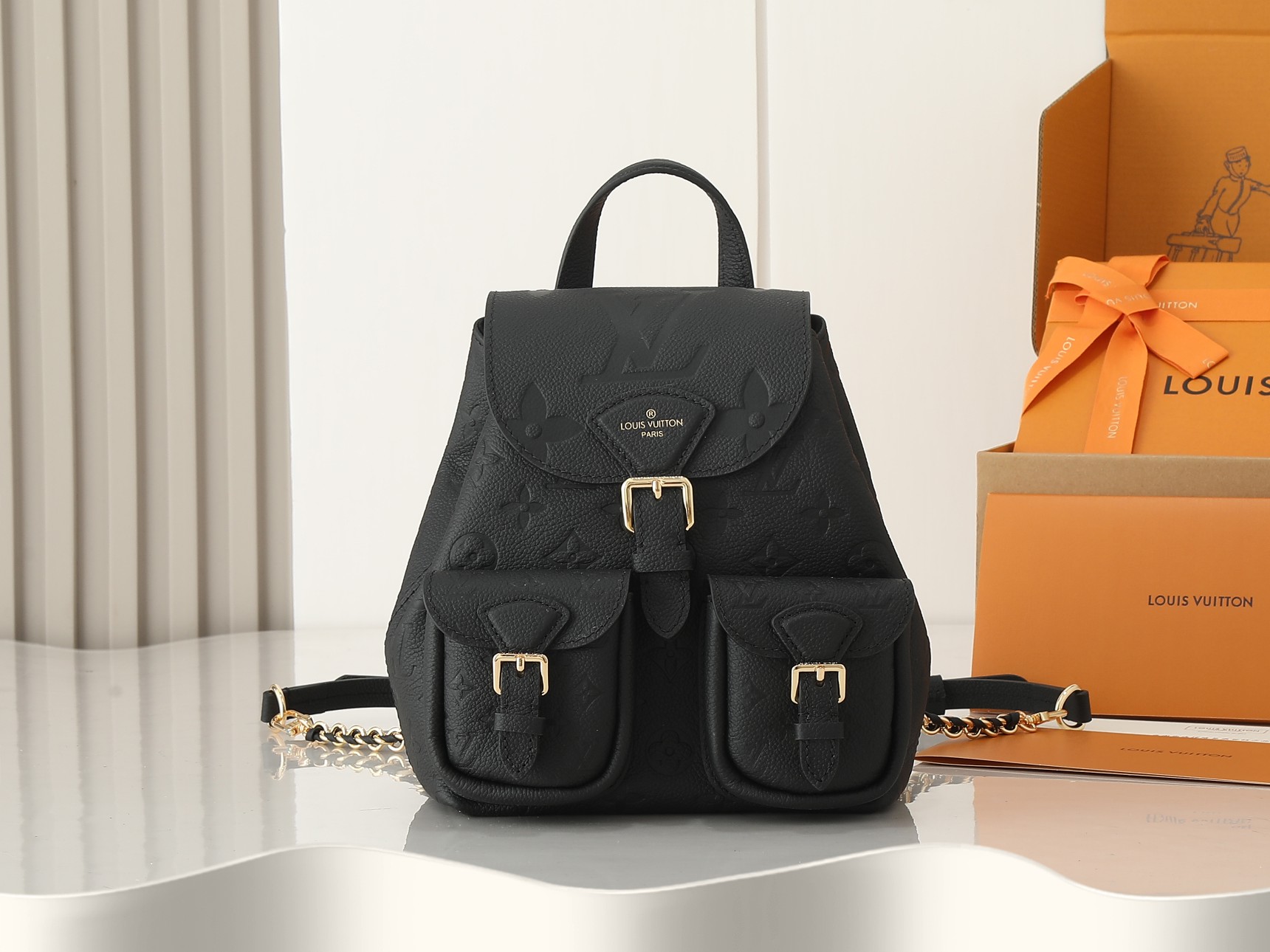 Louis Vuitton Backup Monogram Empreinte Leather – Women – Handbags Black