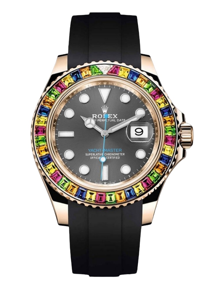 【Super Clone】Rolex Yacht-Master 116695 Black Rubber Strap Grey Dial 40MM Mens Replica Watch