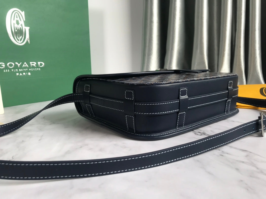 Goyard Belvedere Mm Bag 28Cm Navy Blue Canvas