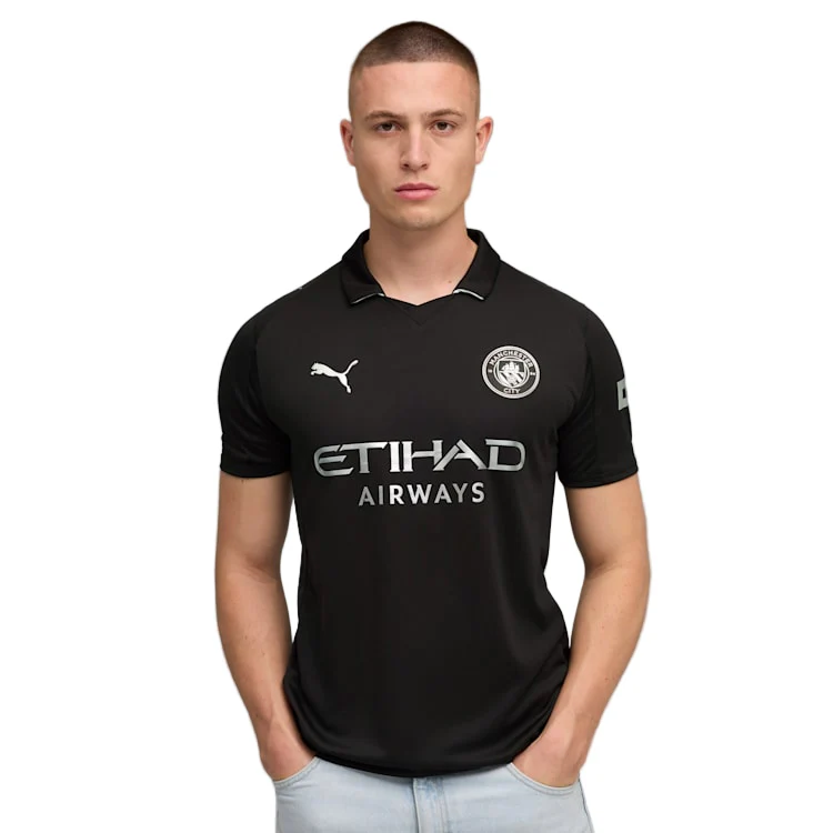 Puma Erling Haaland Men's Manchester City Away Jersey 25/26 w/ NRFR + EPL Patches (Puma Black)
