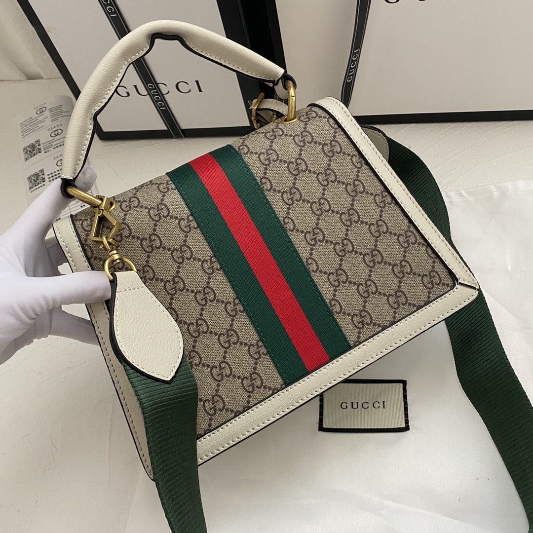 Gucci Queen Margaret Gg Small Top Handle Bag White 25Cm 476541 9I6St 9753