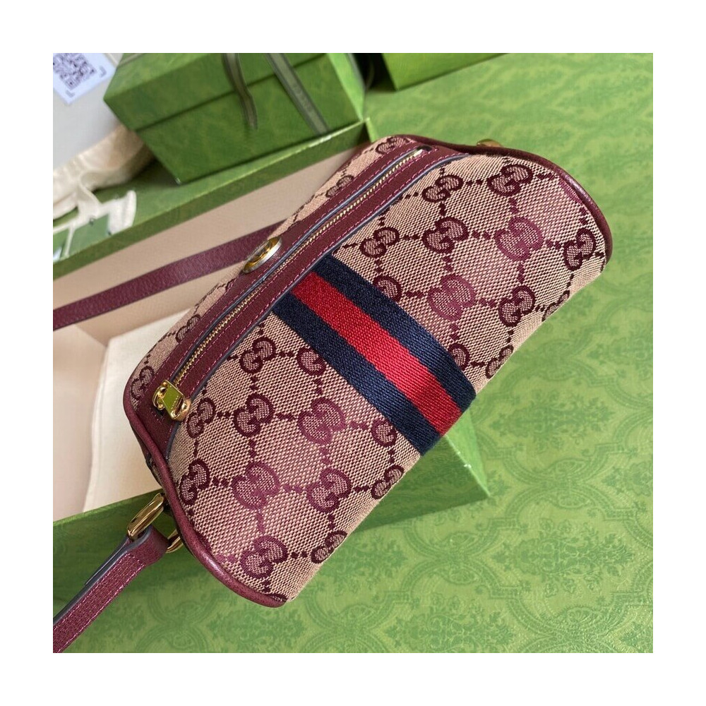 Gucci Ophidia Mini Bag With Web Burgundy