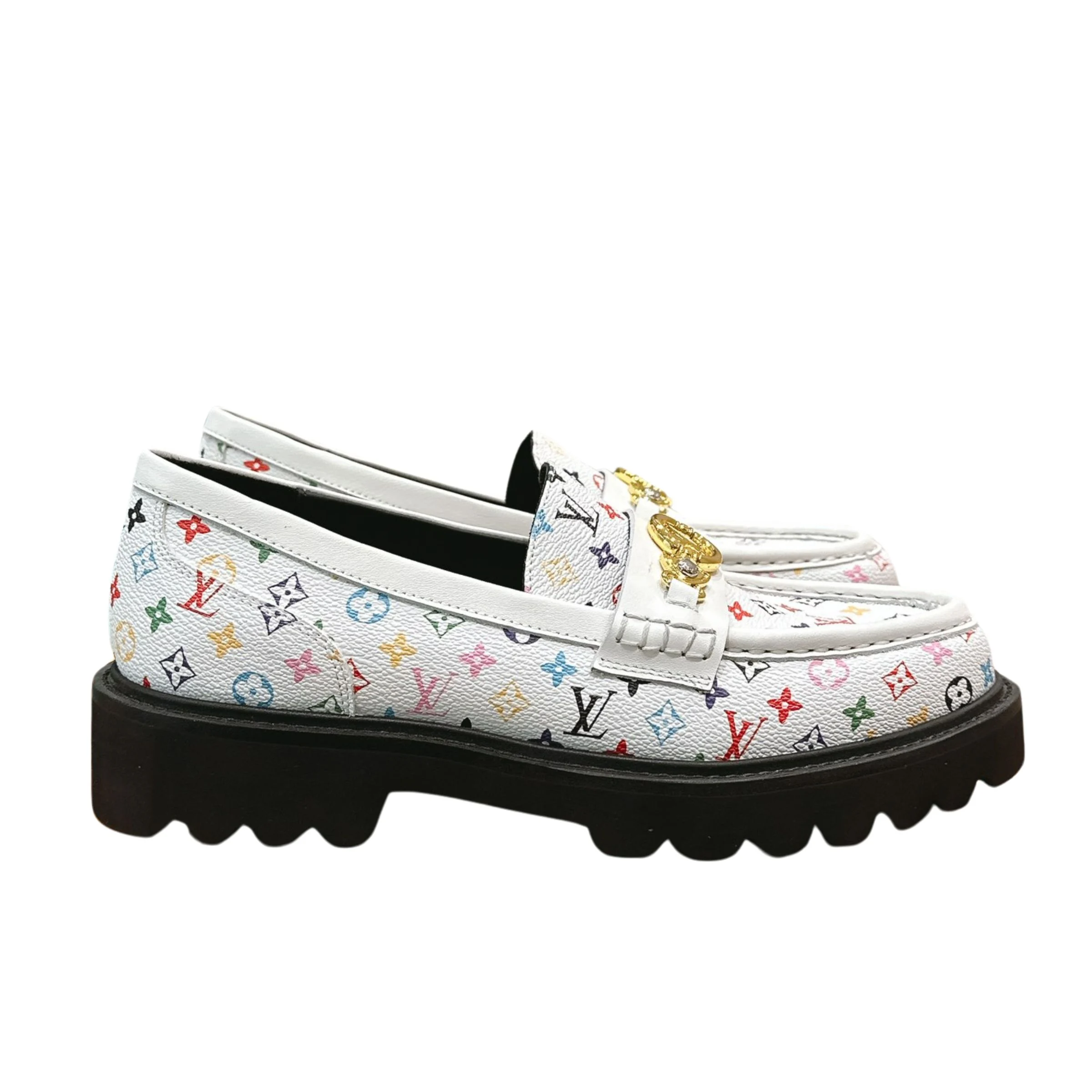 Louis Vuitton LV Monogram Multicolor White Loafers – Women’s Shoes
