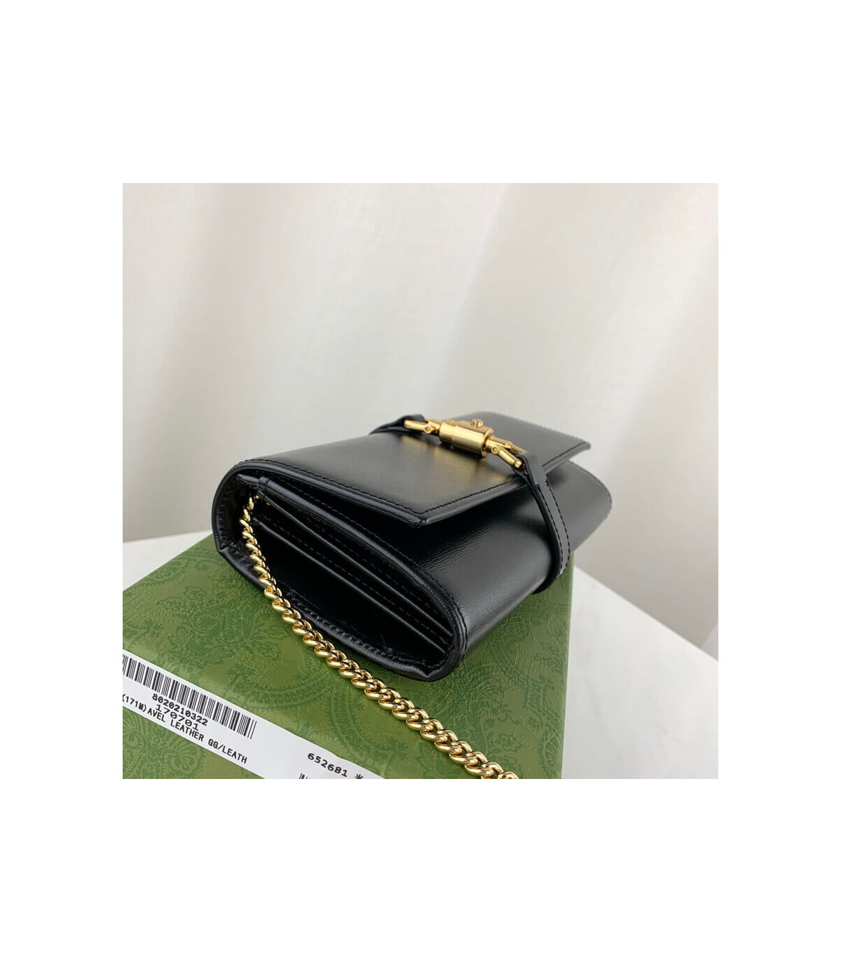 Gucci Jackie 1961 Black Calfskin Chain Wallet 19cm