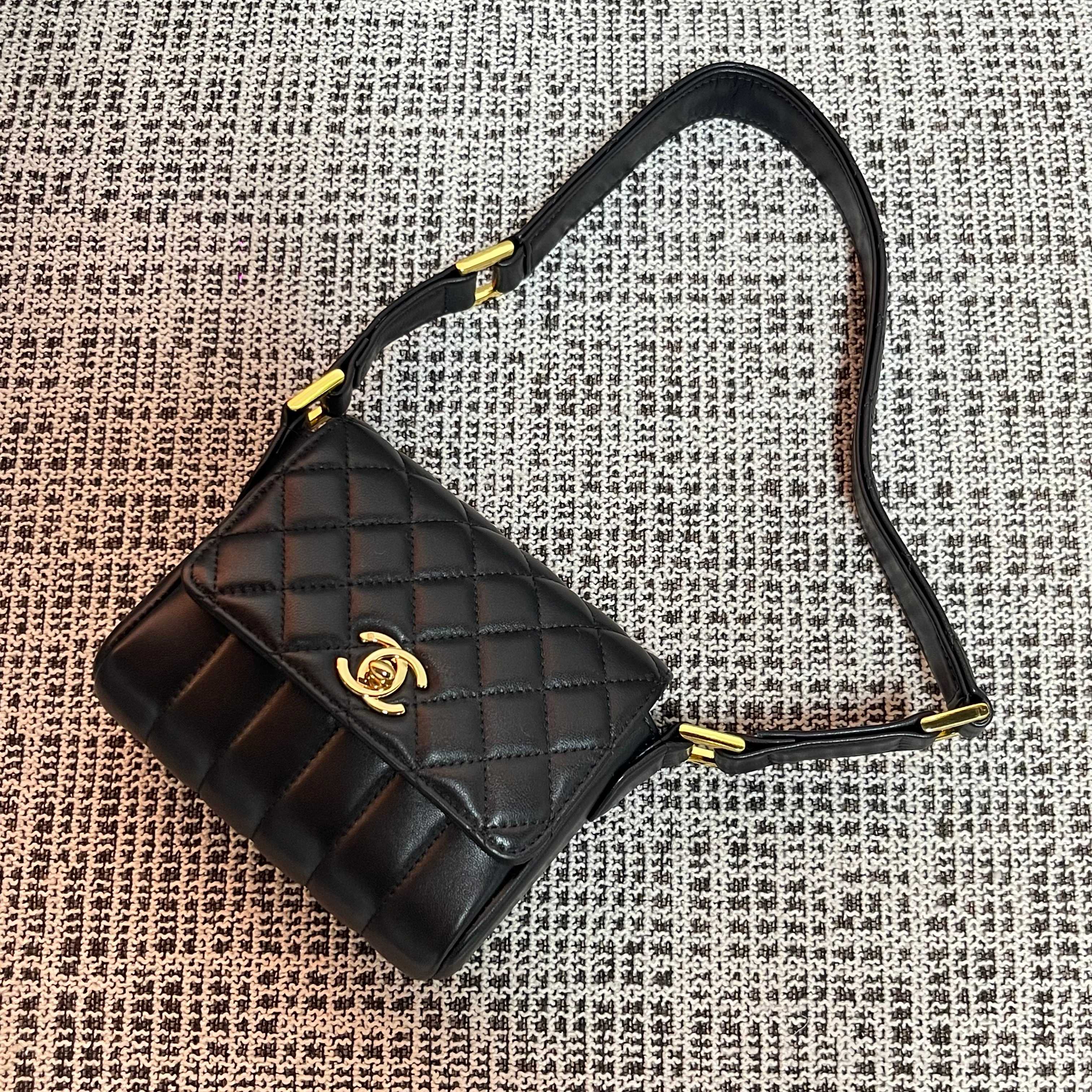 Vintage Quilted Lambskin Flap Shoulder Bag  Hobo Bag