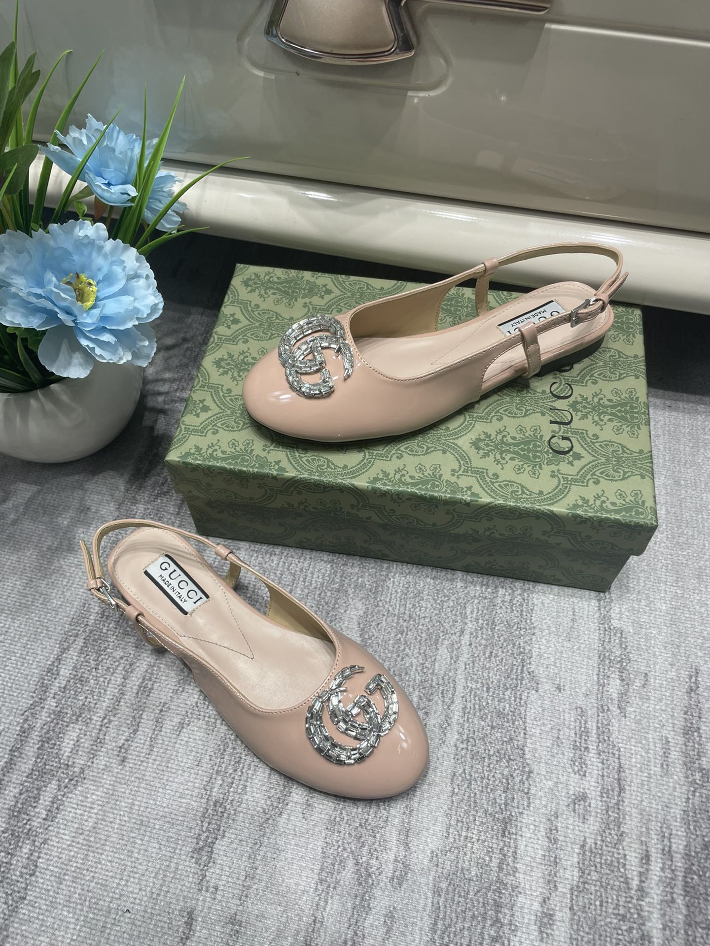 Gucci Women’S Ballerina With Double G Pale Pink 762765 Bnc00 6705
