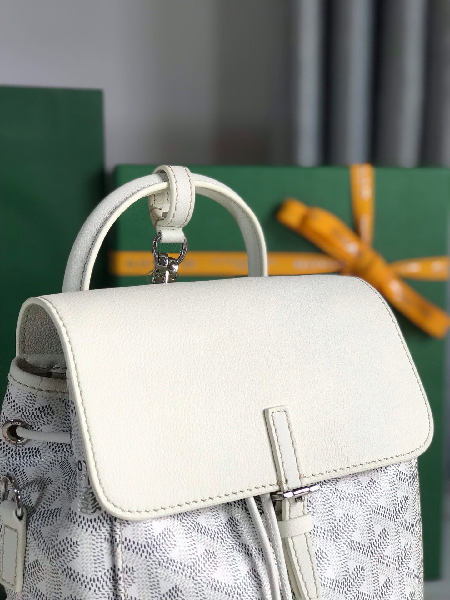 Goyard Alpin Mini Backpack 21 Cm White Lambskin And Goyardine Canvas