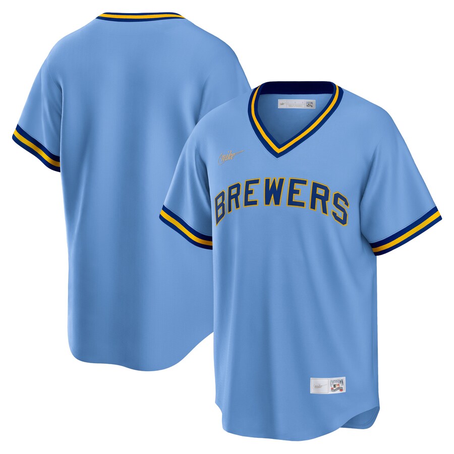 Milwaukee Brewers Road Cooperstown Collection Team Jersey Powder Blue