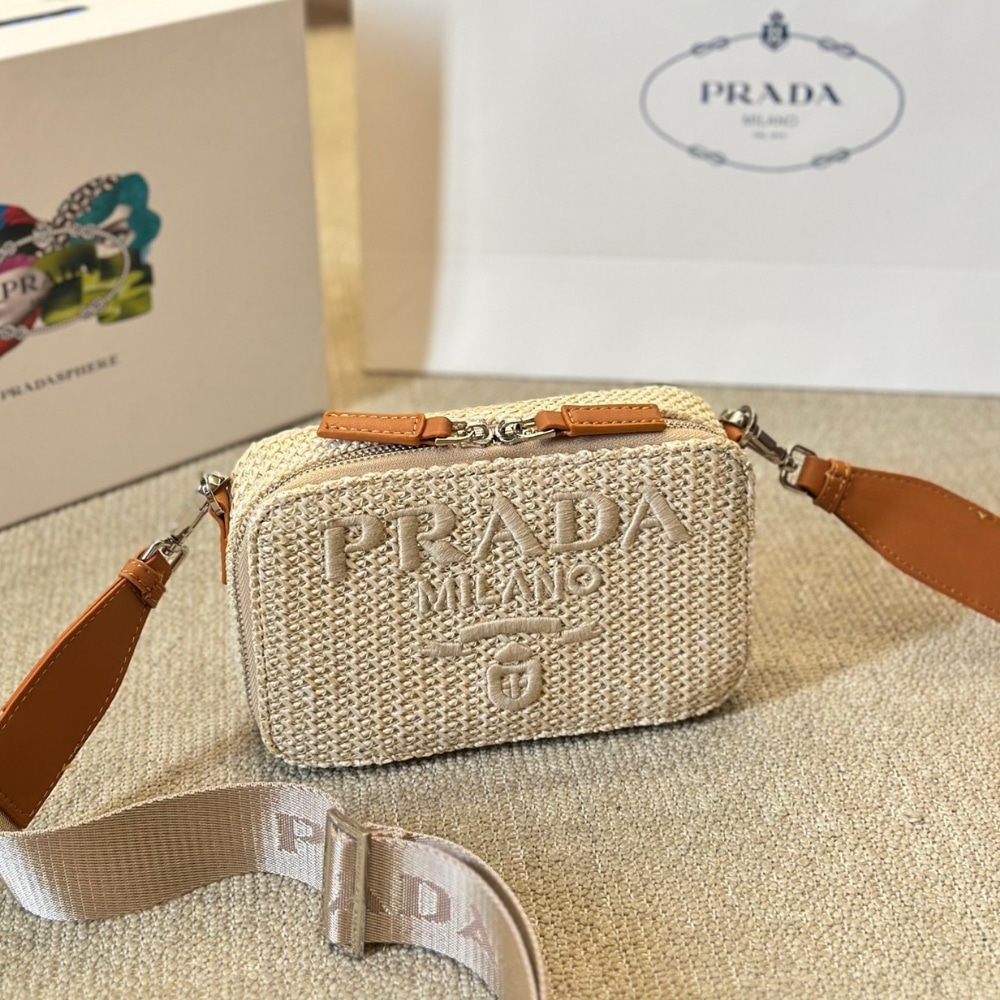 Prada Crochet Prada Brique Bag Natural 20Cm 2Vh173 2M2T F0018 V Nlo