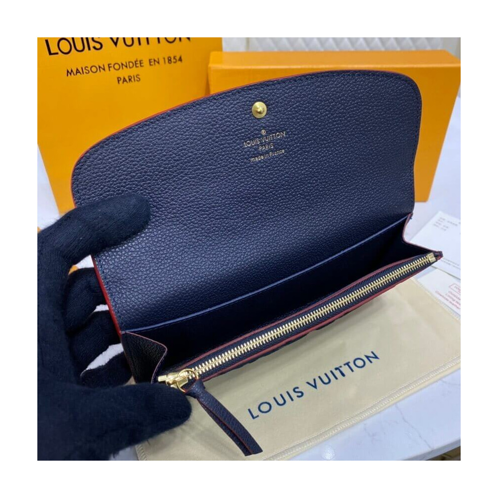 Louis Vuitton Monogram Empreinte Emilie Wallet Marine Rouge