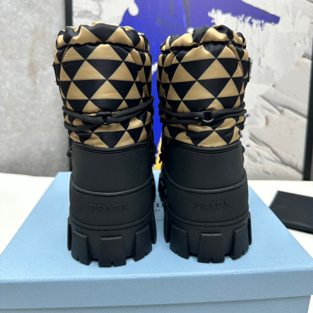 Prada Nylon Gabardine Apr?S Ski Booties Black Beige