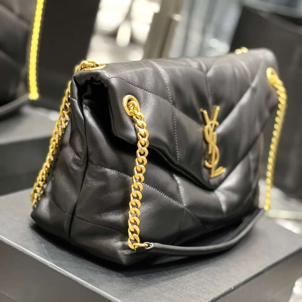 Saint Laurent Puffer Medium In Leather Gold Hardware Black 35cm 5774751EL071000
