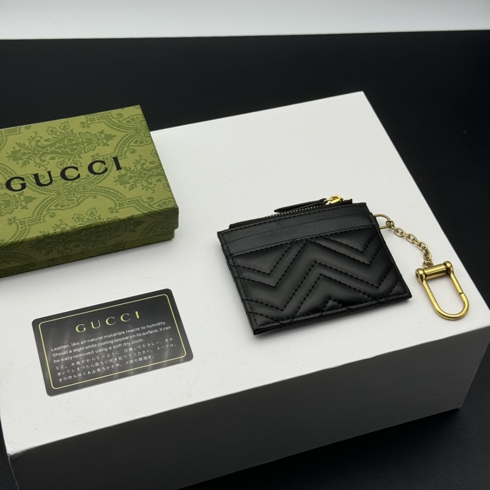 Gucci Gg Marmont Keychain Wallet Black 10cm