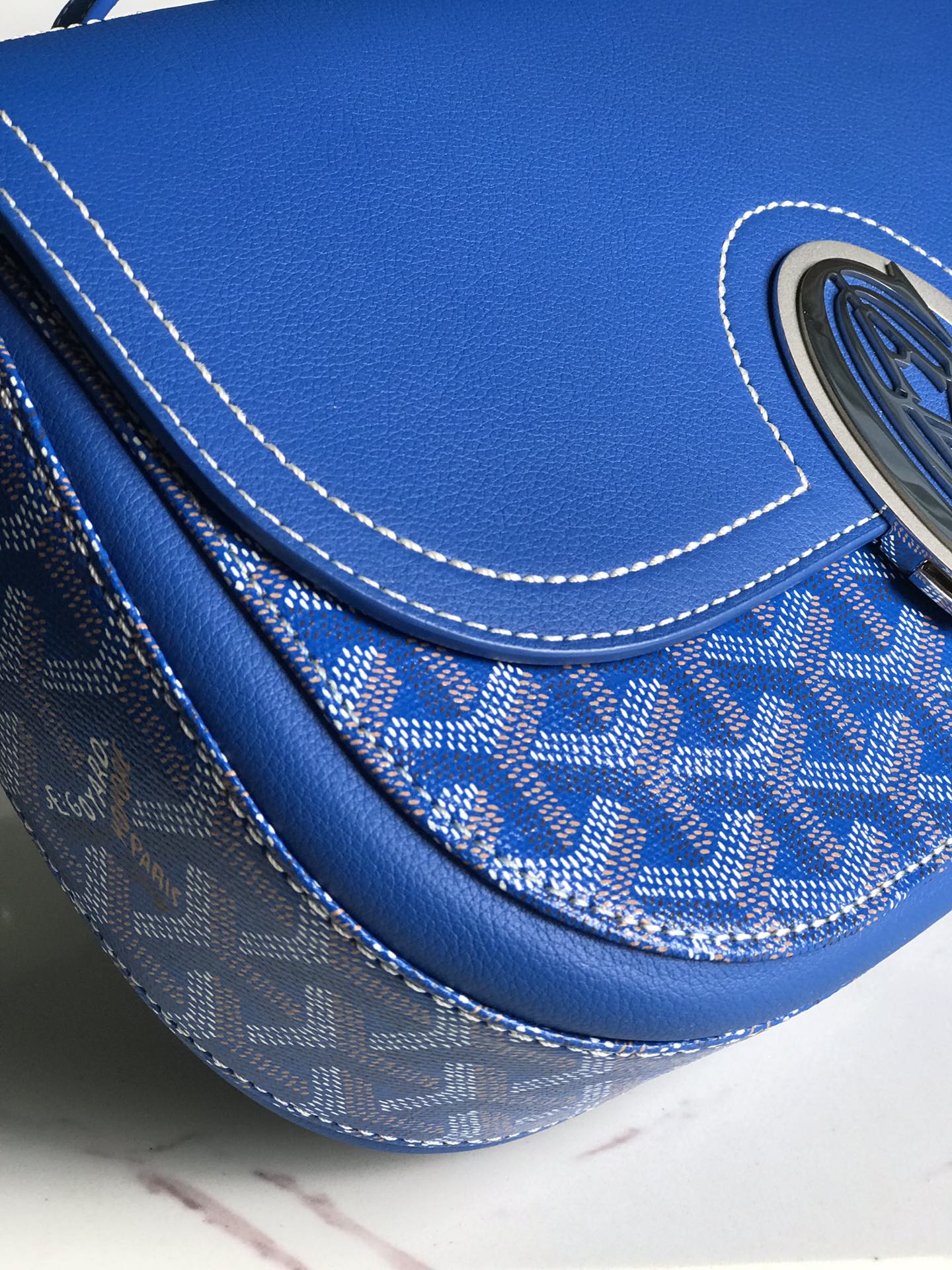 Goyard 233 Bag 25 Cm Sapphire Blue Calfskin And Goyardine Canvas 25cm